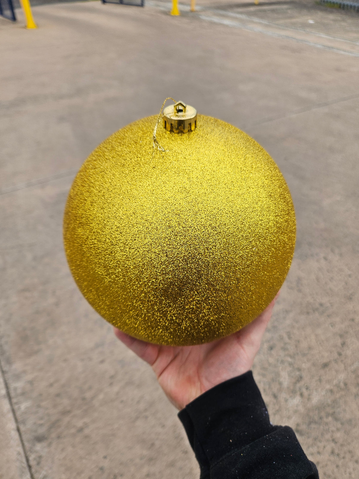 Large 20cm Glittered Gold Christmas Bauble
