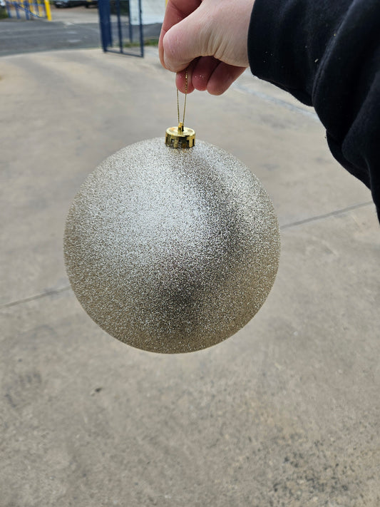 Large 20cm Glittered Champagne Christmas Bauble