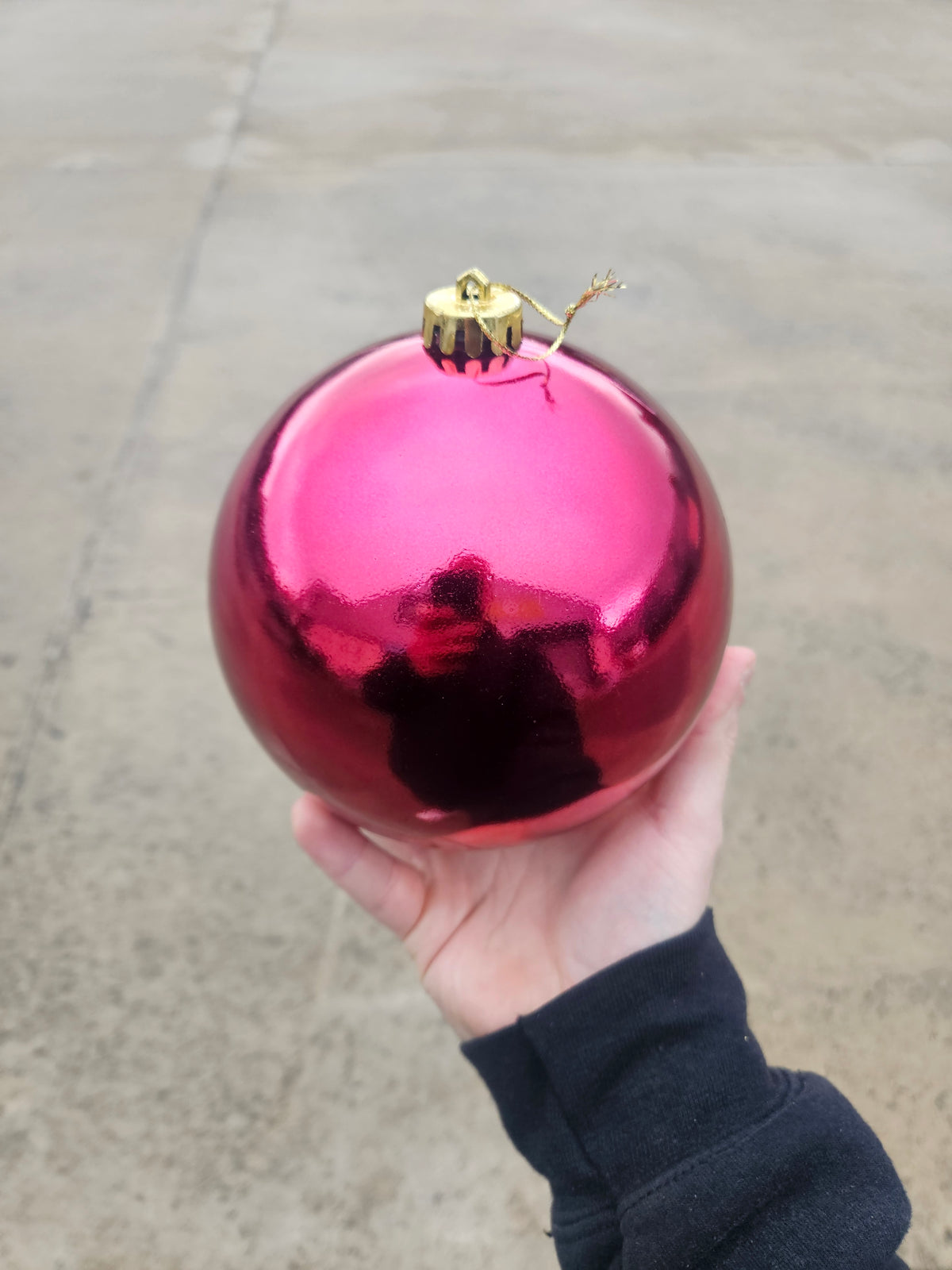Large 15cm Shiny Deep Pink Christmas Bauble