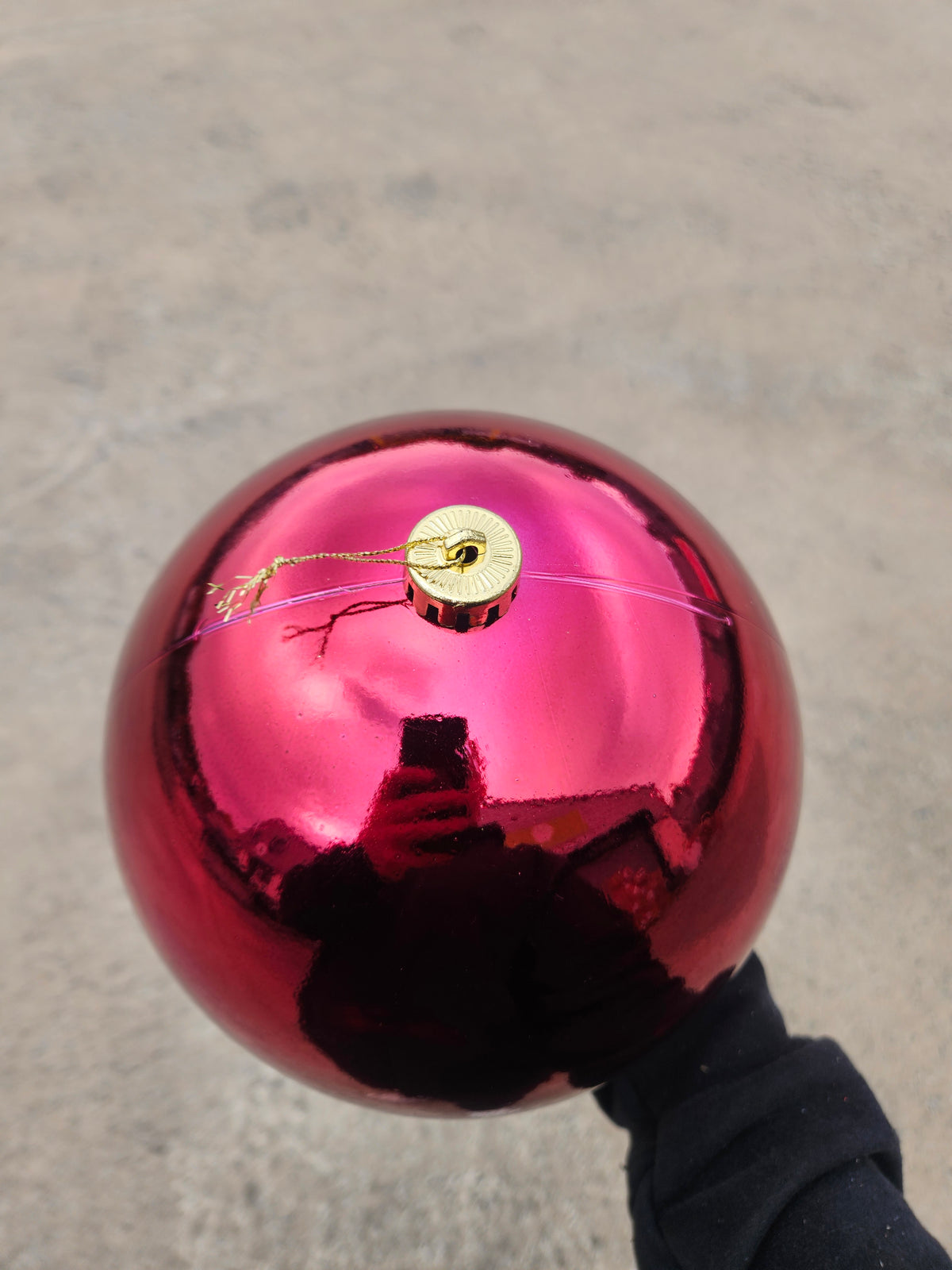 Large 20cm Shiny Deep Pink Christmas Bauble