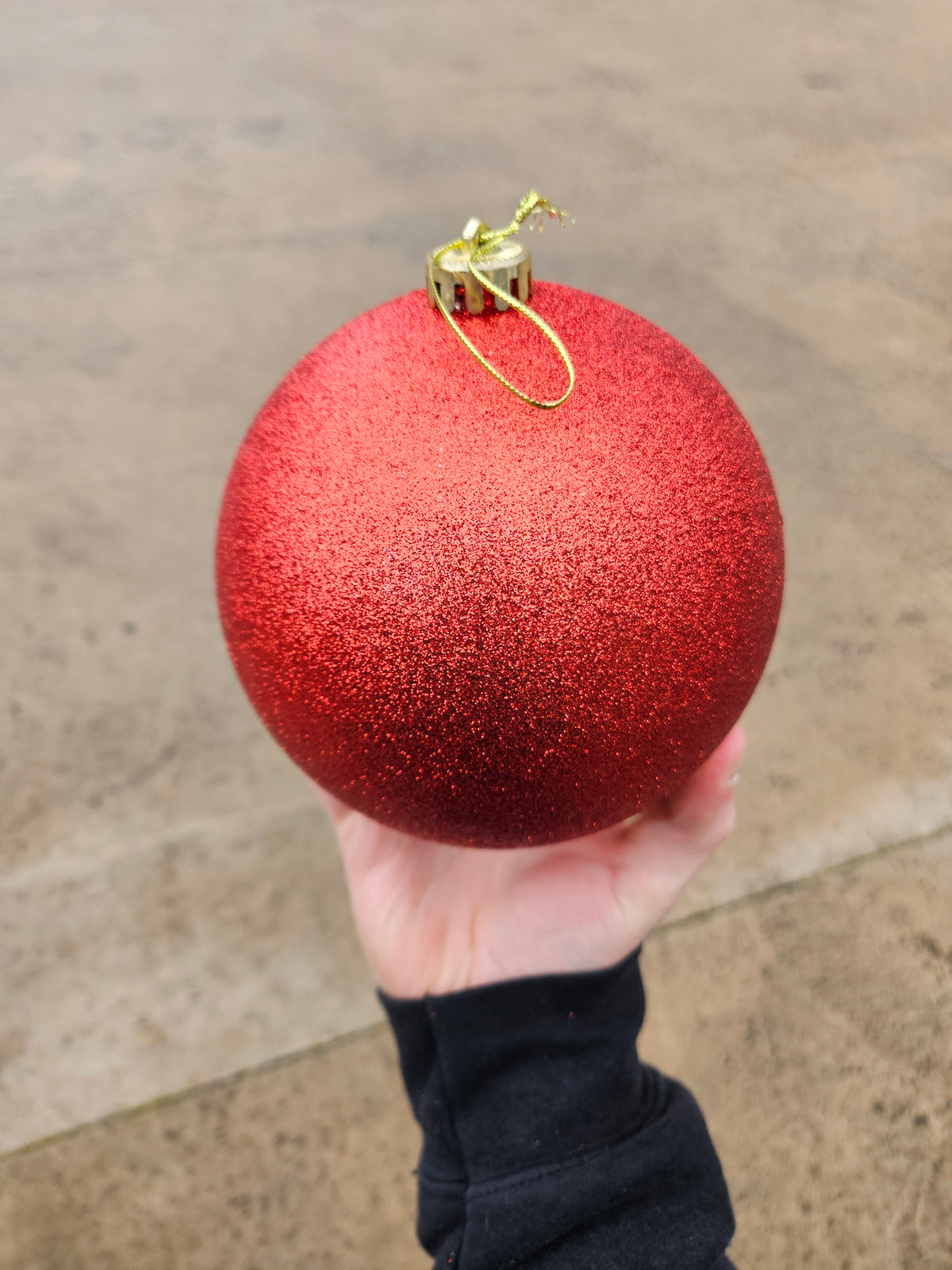 Large 15cm Glittered Red Christmas Bauble